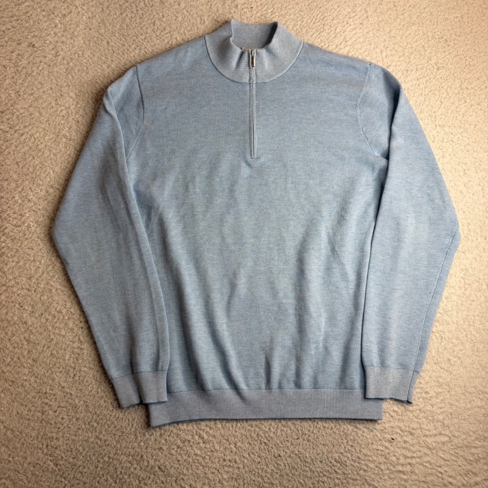 Peter Millar Mens Blue Quarter Zip Pullover Sweater MS25S53 Size Medium